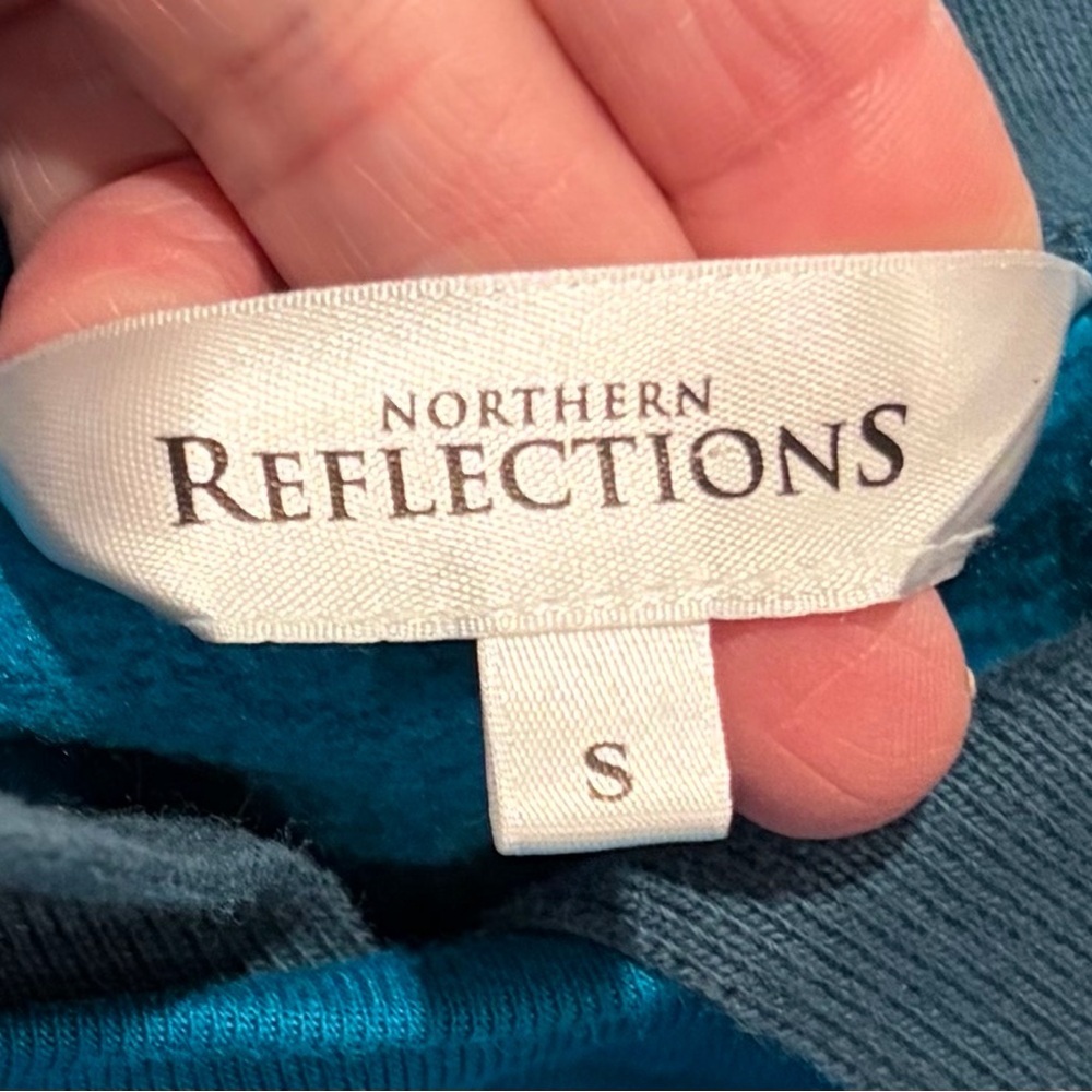 Northern Reflections Noel Bird Collared Sweatshirt Blue Sz S Holiday Vintage - Picture 9 of 9